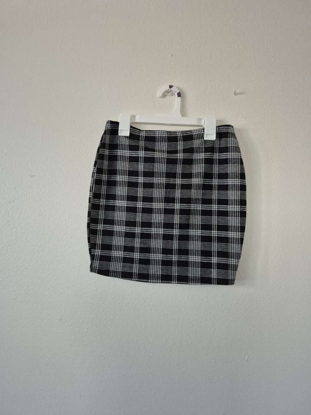 Black & White Plaid Mini Skirt